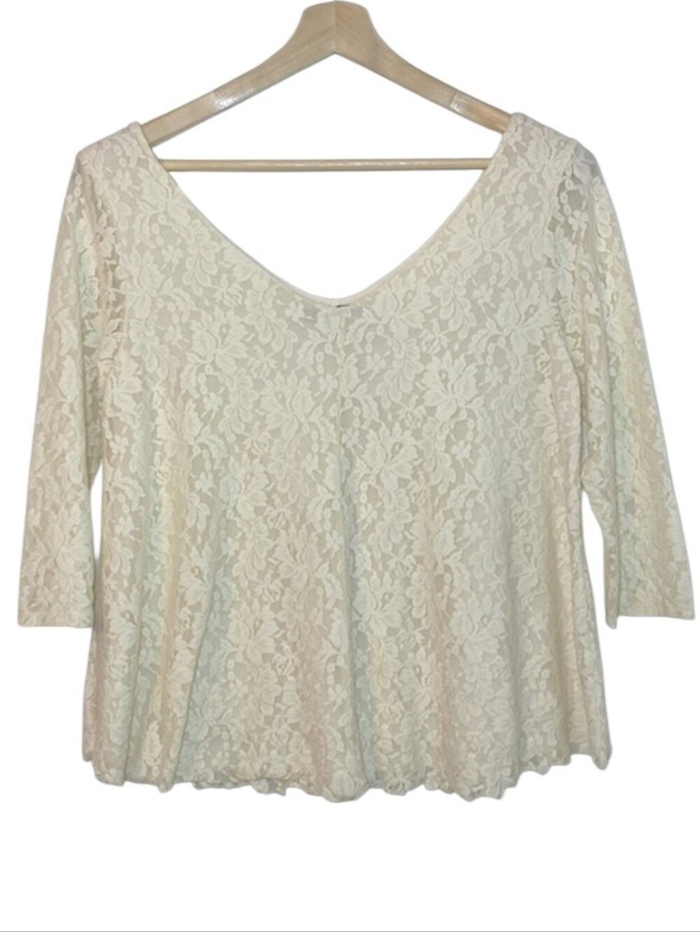 American Eagle | Ivory Flare Cut Lace Top | Fully Lined